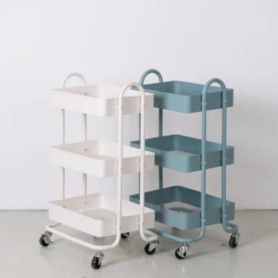 3 Tier Household Storage Trolley Living Room Bedroom Mobile Kitchen Bathroom Metal Cart Modern Home Furniture