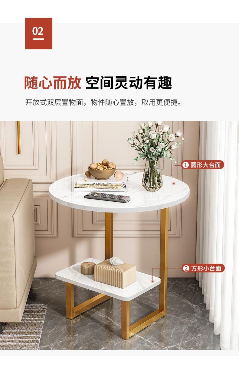 Modern Home Furniture TV Stand Coffee Table Home Living Room Furniture Modern Stainless Steel Gold Plating Legs Marble Top Coffee Table