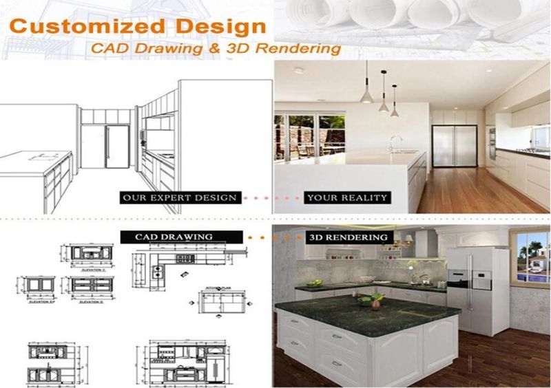 Customized Project High Gloss Design White Queens Kitchen Cabinet Quotation
