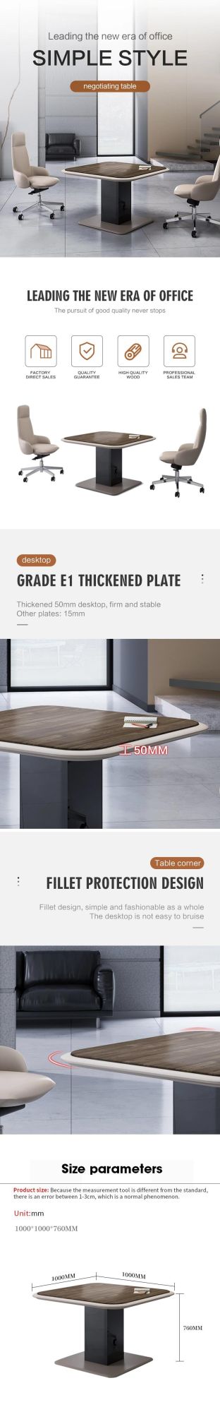 Square Shape Boardroom Conference Desk Modern Meeting Table