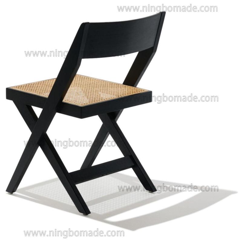 Classic Silhouette Drafting Compass Furniture Black Ash Natural Rattan Dining Chair
