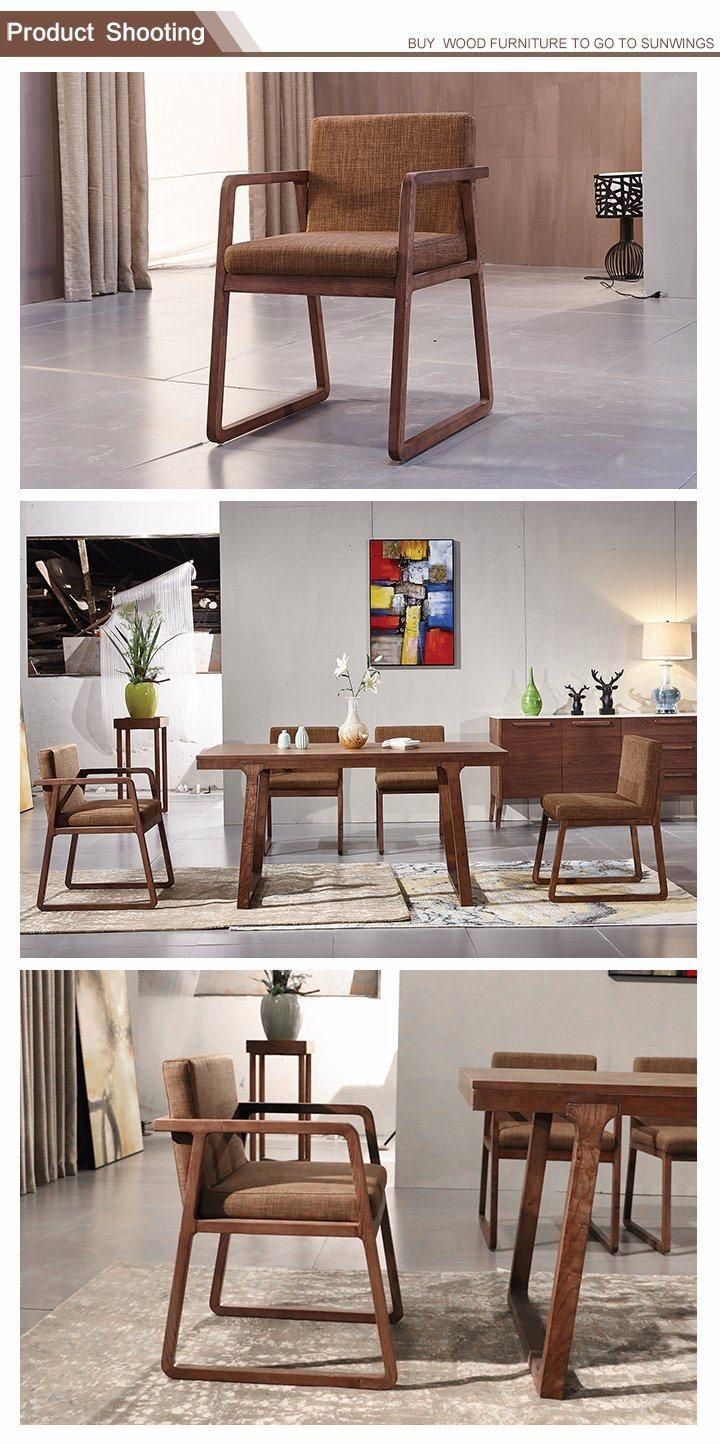 Wooden Dining Chair with Armrest in Modern Style