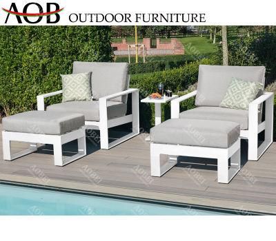 Modern Outdoor Garden Patio Hotel Beach Resort Leisure Fabric Armchair Balcony Chair Furniture with Ottoman