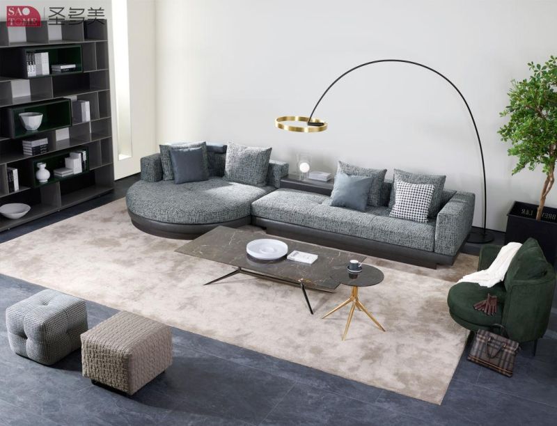 Living Room Metal Furniture Luxury Leather Sofa with Stainless Steel Feet
