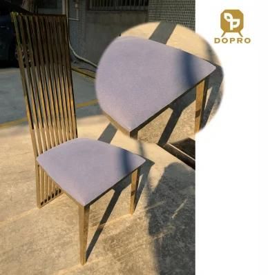 Modern Europe Style Stainless Steel High Back Dining Room Chair