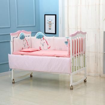 Painted Solid Wood Baby Cot Unique 3 in 1 Baby Furniture with Cradle