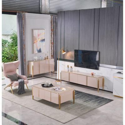 Modern Design Luxury Stainless Steel TV Stand Living Room Furniture Set