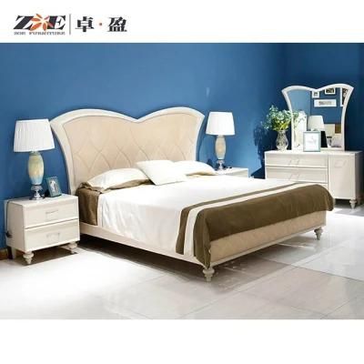 Modern Elegant Design Wooden Bedroom Set Fabric Bed