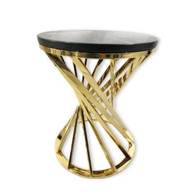 Living Room Round Side Table Marble Top Coffee Table Sofa Back Coffee Side Table Tea Table Set Home Furnitures for Villa and Hotel