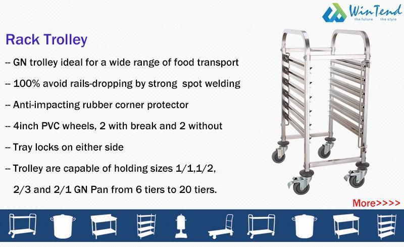 Hotel Supplier Stainless Steel Water Transfer Serving Trolley for Kitchen