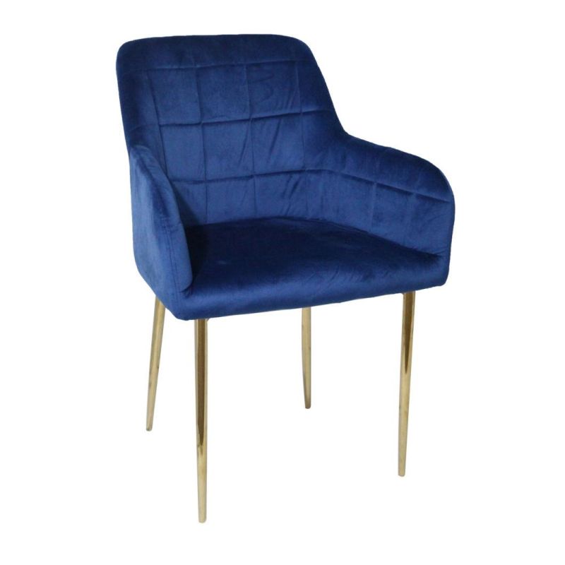 Hot Sale Modern Nordic Style Velvet Fabric Restaurant Gold Metal Simple Dining Chair