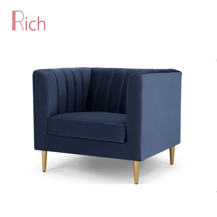 Sitting Room Comfortable Modern Couch Navy Blue Velvet Sofa Chair Living Room Furniture