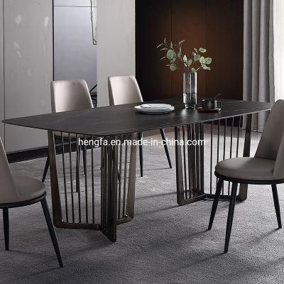 Modern Contemporary Dining Room Furniture Sets Steel Stainless Black Marble Dining Table