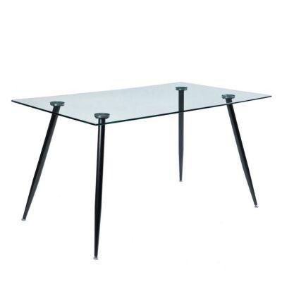 Newest Design Contemporary Kitchen Furniture Metal Legs Glass Dining Table