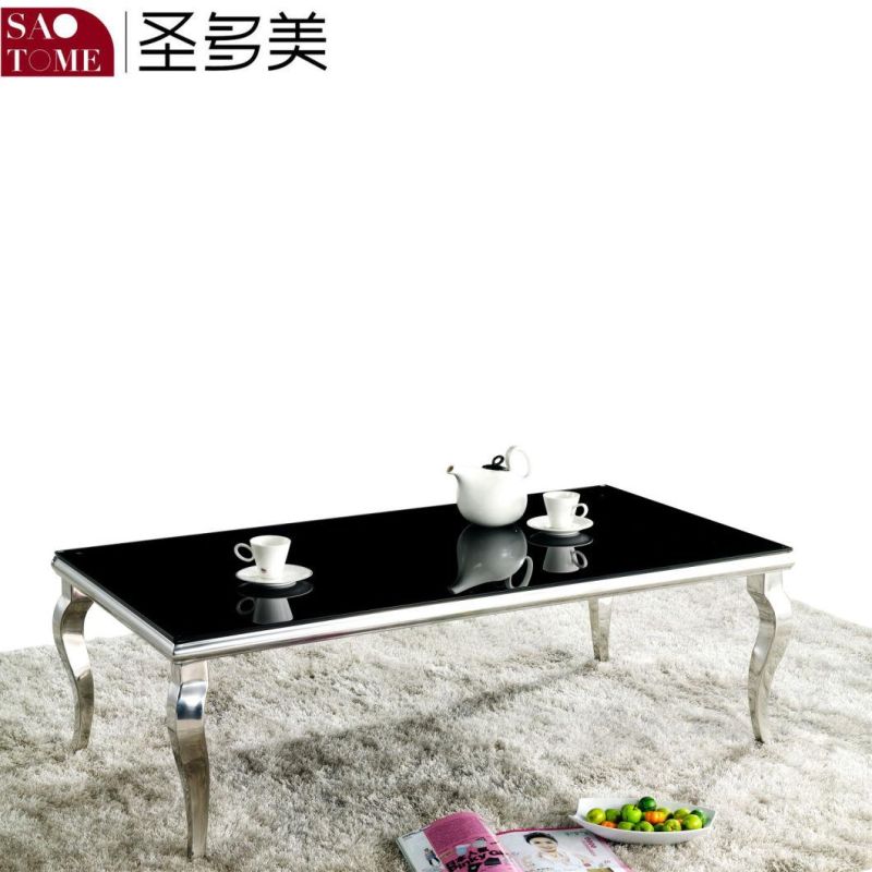 Black Coffee Table with Tempered Glass Table Top