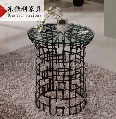 Black Stainless Steel Frame Tables with 10mm Tempered Glass Top for Home