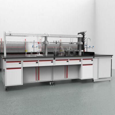 Biological Wood and Steel Central Laboratory Bench, Physical Wood and Steel Wood Lab Furniture/