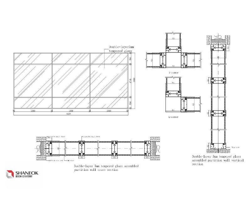 Office Interior Design Furniture Room Divider Fire Proof Room Divider Glass Wall Partition