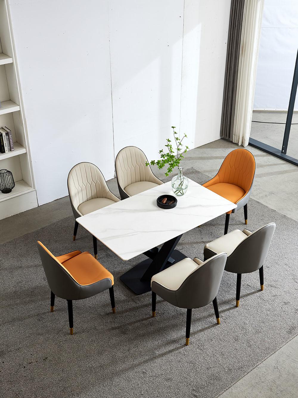 Pandora Office Marble Table with Rock Plate Top