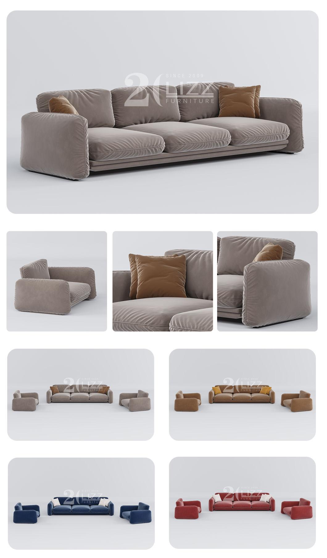 Professional Italian Design High Quality Living Room Lounge Modern Hotel Decor Brown Fabric Sofa Set