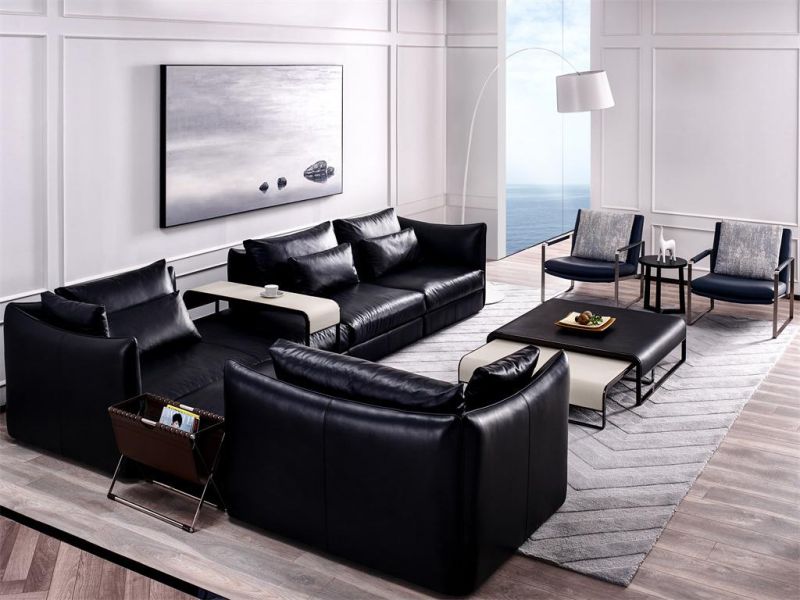 China Fty Direct Supply Living Room Furniture Leather Upholstered Coffee Table Set Nesting Coffee Table