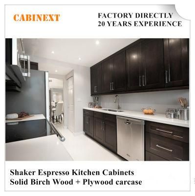 Factory Customized American Project Kitchen Cabinets Espresso Shaker