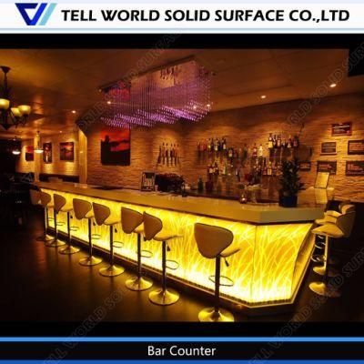 Straw Design Solid Surface Furniture L Shaped Custom Made Bar Counter for Sale
