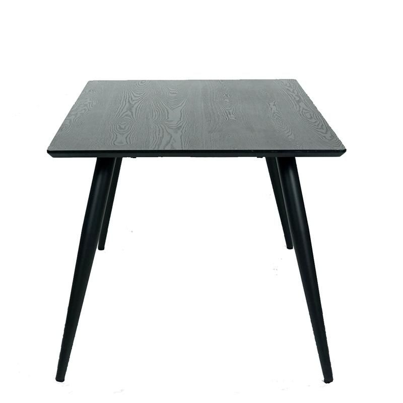 New Design Rectangle Metal Tube Black Legs MDF Dining Restaurant Table