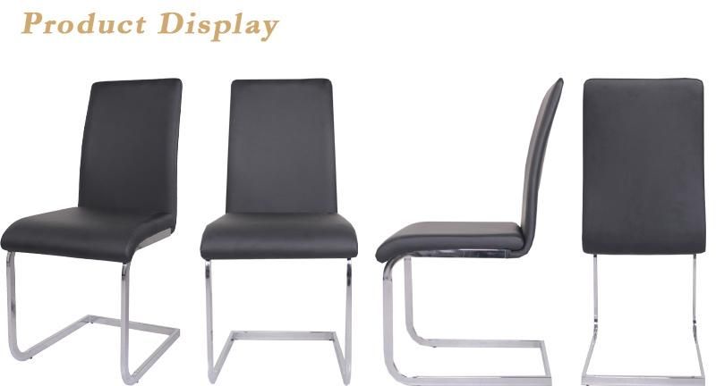 Home Living Room Furniture Dining Sets PU Dining Chair with Electroplated Round Steel Tube Leg Dining Chair