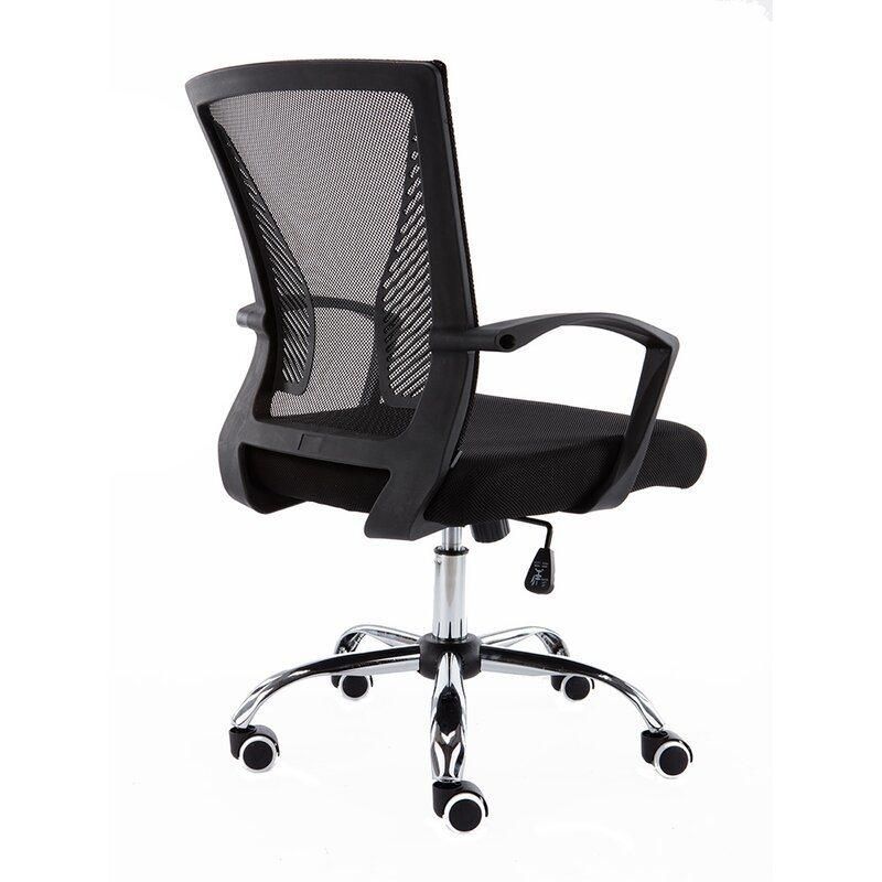 Mesh Office Desk Chair Middle Back, Modern 360° Swivel Executive Computer Chair Height Adjustable Fixed Armrests