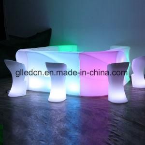 Outdoor LED Glow Furniture Plastic Bar Counter Straight Tables