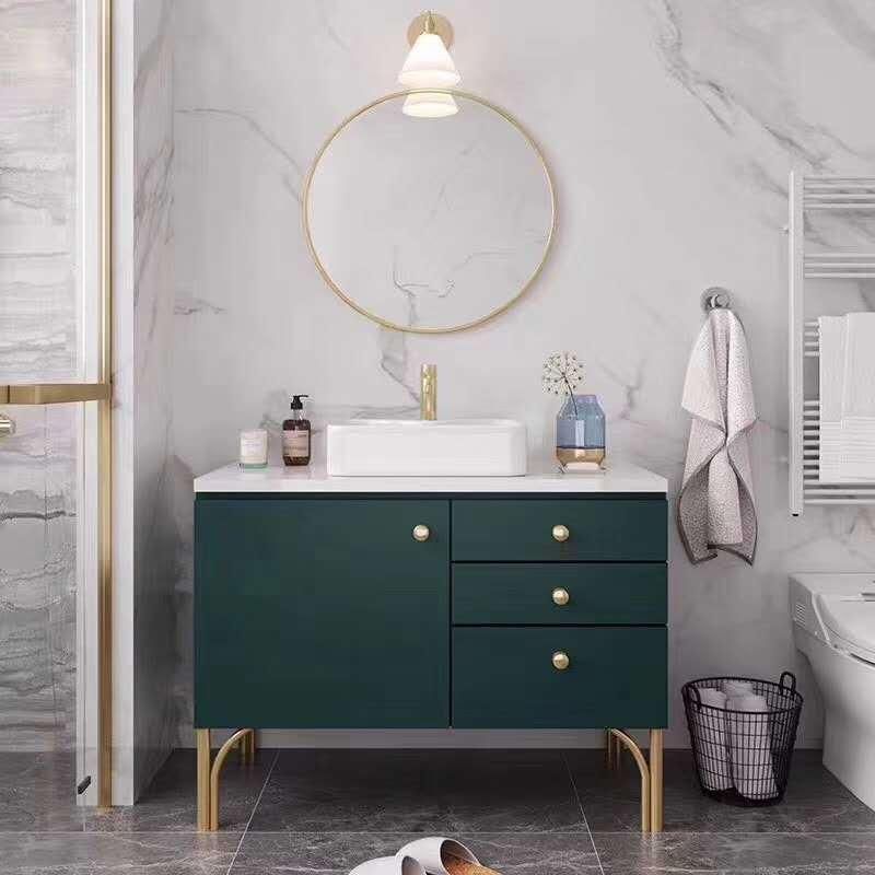 Golden Solid Wood Bathroom Modern Wall MDF PVC Hotel Furniture