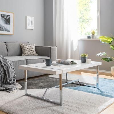 European Style Nordic Metal Legs Living Room Furniture Wooden MDF Top Coffee Table