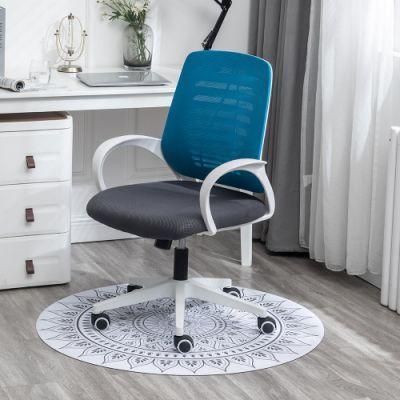 Tianjin Bazhou Modern Simple Fancy Blue Custom White Frame High Back Support Guest Arm Rest Wheels Office Chairs