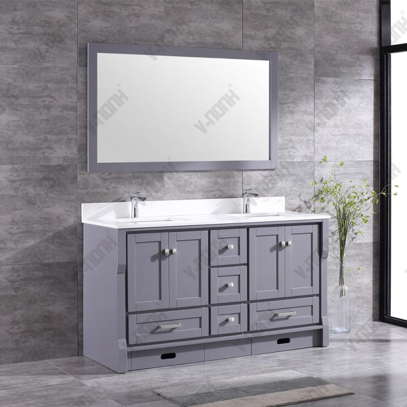 Modern Solid Wood Single Sink White Bathroom Storage Furniture