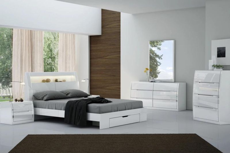 Nova Space Saving Furniture Sturdy Slats and Supports Kingsize Bedroom Sets with Footboard Drawer+LED Light