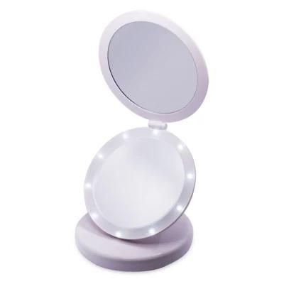 Light Vanity Trifold Round 5X Magnifying Makeup LED Mirror