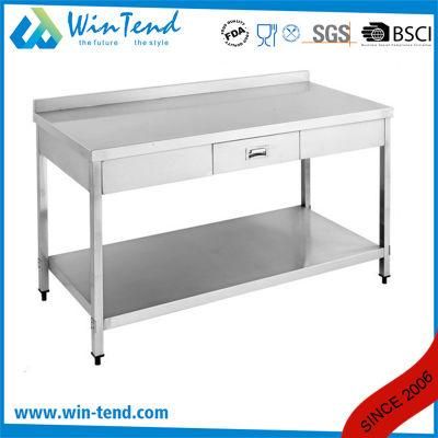 Stainless Steel Square Tube Work Table with One Drawer