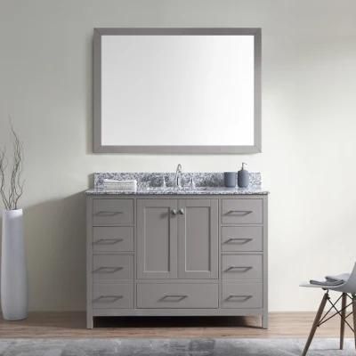 High Grade Grey Single Sink Solid Wood Bathroom Cabinet