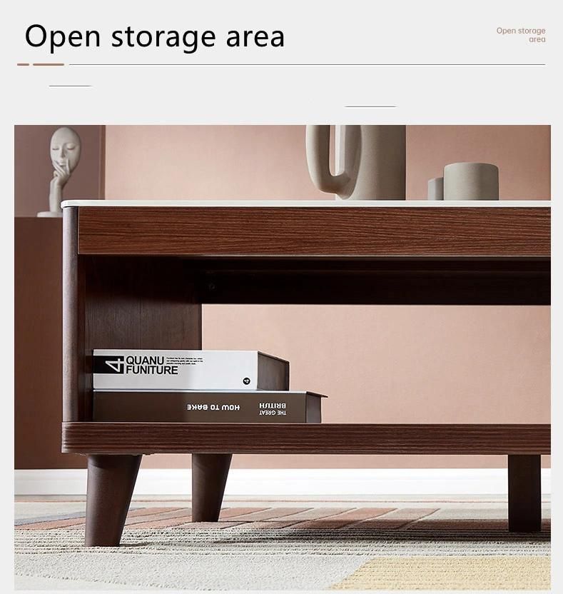 Modern Style Storage Multi-Function Open Lockers Log Color Wooden TV Stand with Drawers