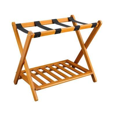 Pinewood Foldable Luggage Storage Hotel Wooden Luggage Rack