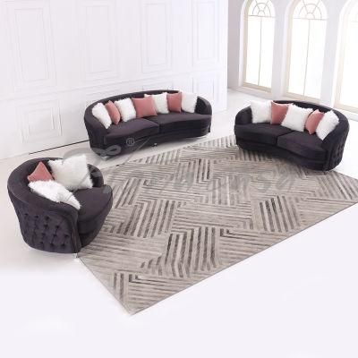Wholesale Modern Living Room Black Velvet 3 Seater Fabric Home Sofa with Pillows