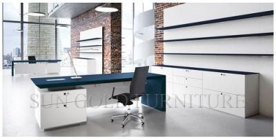 Mediterranean Blue Minimalist Design Modern Executive Manager Desk (SZ-OD201)