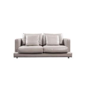 Modern Design Tufted Light Grey Lather Sofa with Armrest
