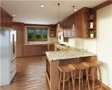 Pastoral Custom Durable Stainproof Integrated Solid Wood Kitchen Cabinet