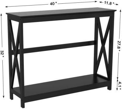 Easy Assemble Espresso Console Table with Storage for Enter Way