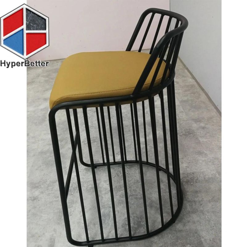 Yellow Leather Seat Metal Frame Bar Stool Chairs 94cm Customized