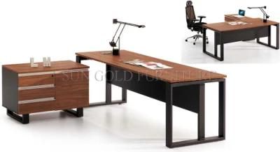 2015 Hot Popular Melamine Wooden Desktop with Black Steel Foot Office Desk (SZ-OD308)