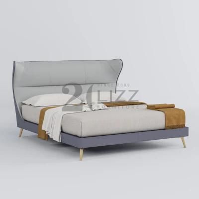 China Manufacturer Home Furniture High Quality Luxury Bedroom Bed Set Modern Genuine Leather Mattress Bed