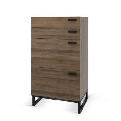 Classic Furniture 4 Drawer High Dresser, Drawer Chest, Storage Cabinet Sideboard with Steel Legs for Home Office